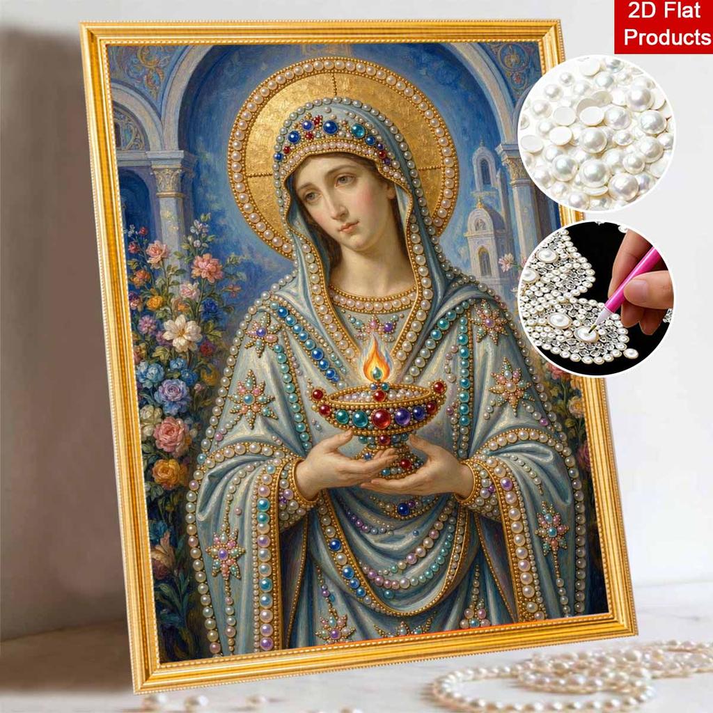 DIY 3D Pearl Diamond Painting Art Set Virgin Mary Religious Art Set Wall Art