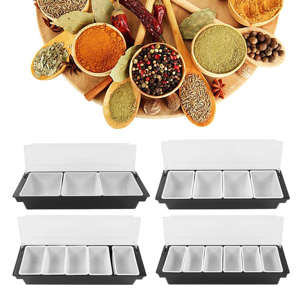 Seasoning Condiment Jars Kitchen Seasoning Box with Cover Multi Grids Spice Box for Home Salt Sugar Nut Candy Dried Fruit