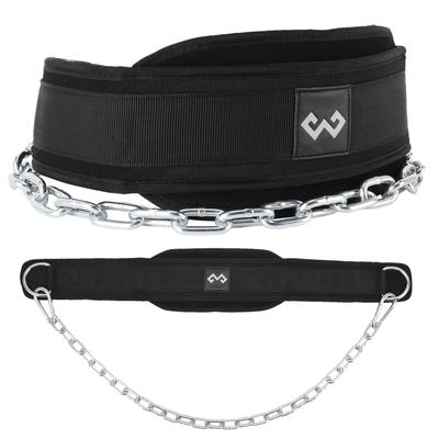 Belt For Weightlifting Gym Workout Pull Ups Belt With Chain Neoprene Waist Dip Belt Crossfit For Weight Lifting
