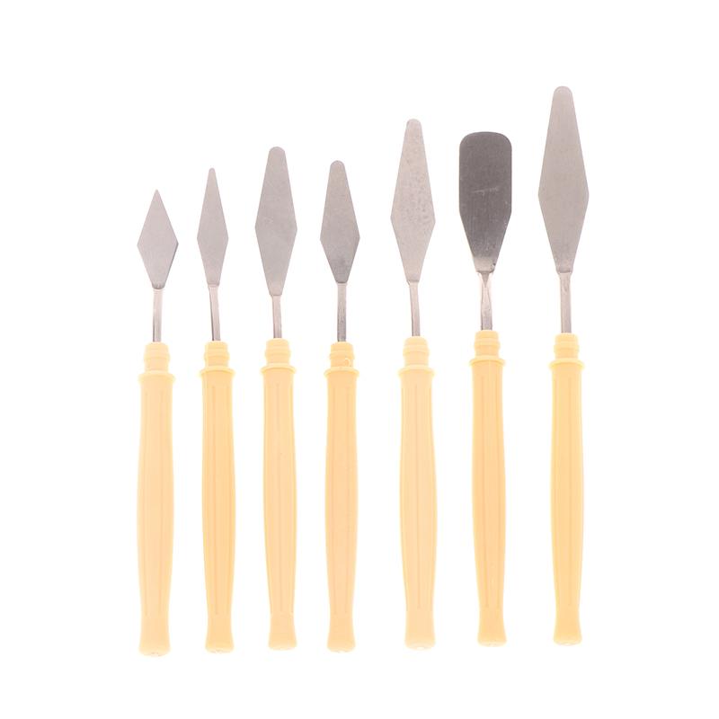 7Pcs Stainless Steel Oil Painting Knives Artist Crafts Spatula Palette Knife Mixing Knife Scraper Art Tools