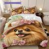 Pomeranian Pattern Bedding Quilt Set Quilt Cover Pillowcase Home Decoration Birthday Gift (1 * duvet cover + 2 * pillowcase, without core)