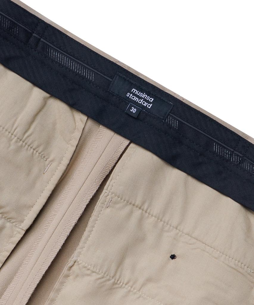 MUSINSA STANDARD Relaxed Tapered Hidden Banding Crop Slacks [Beige]