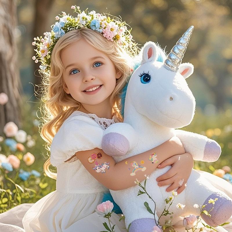 Cross Border Cartoon Unicorn Children's Waterproof Tattoo Sticker Pony Beautiful Girl Temporary