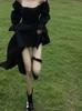 Spring and Summer Skinny Spice Girl Shoulder Black Hepburn Style Princess Dress Women's Niche Chic Design Sexy Short Dress