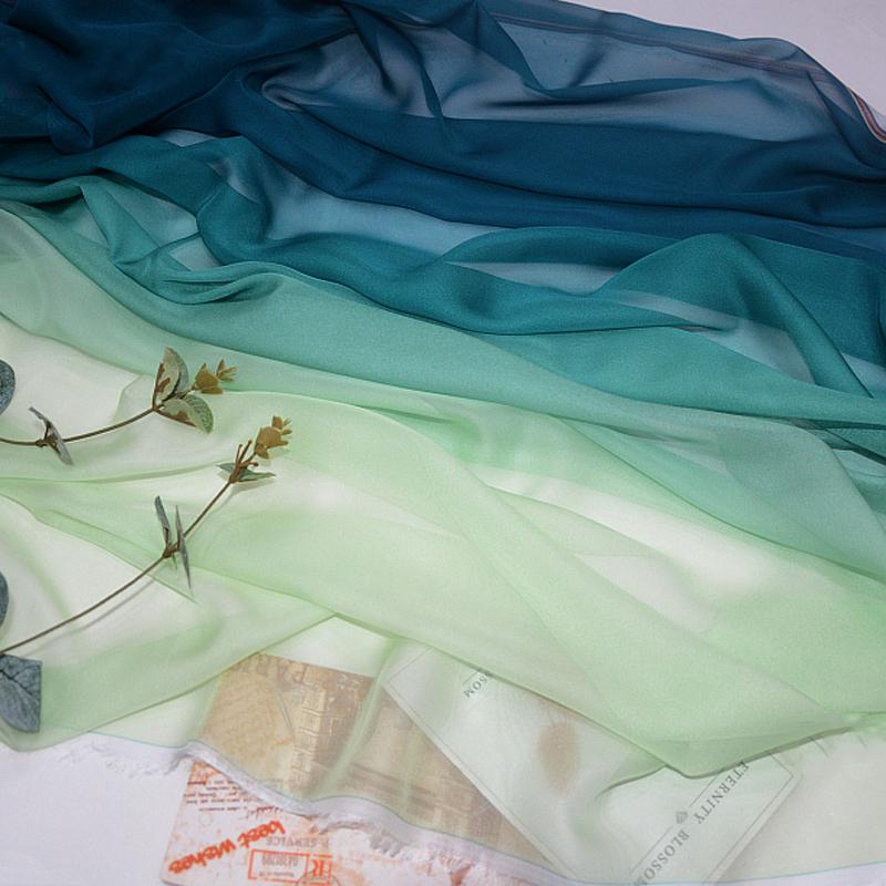 

1M Stage Costume Decor Thin 100x145CM Hanfu Dress Chiffon Fabric DIY Gradient Color Chinese Costume Dance Sewing