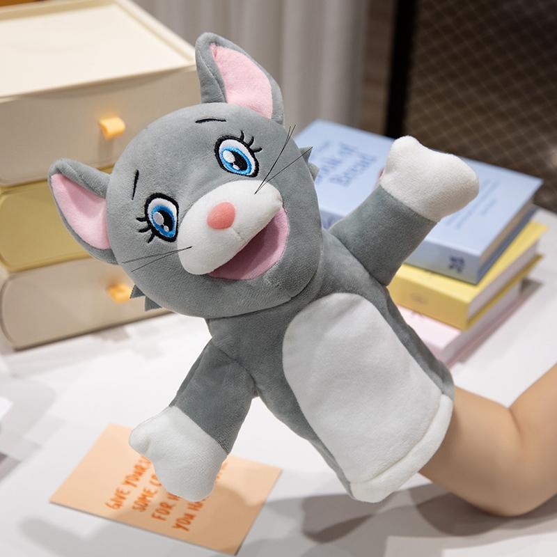 

28cm Kawaii Animal Mouse and Cat Stuffed Plush Hand Puppets Educational Toys For Family Playgame Time Doll 28cm сірий колір
