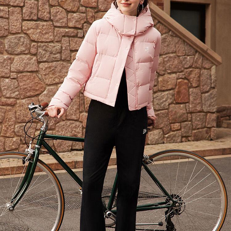 Fila Fusion Fashion Casual Windproof Warm Loose Short Bread Down Jacket Women Outerwear Berry-Pink T11W443908F-PK