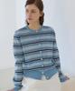 OURHOPE Sheer Multi-Stripe Round Neck Cardigan - Sky Blue