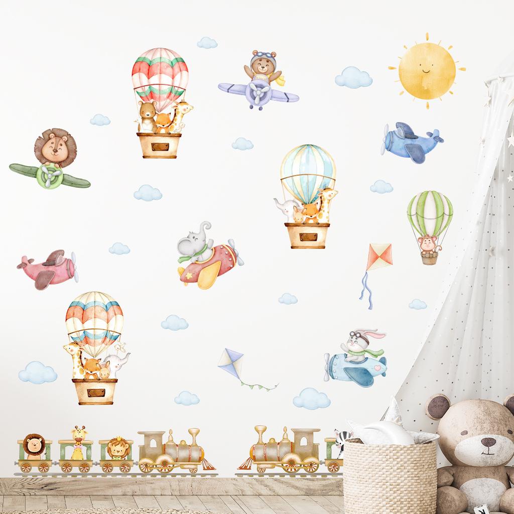 Jungle Animals Giraffe Elephant Wall Stickers for Kids Room Baby Nursery Children's Room Decoration Wall Decals