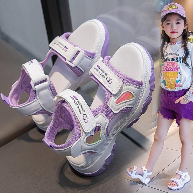 Girls' sandals Summer soft-soled non-slip sports Princess beach shoes for kids