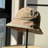Korean-style New Casual Plaid Patchwork Fisherman Hat, Makes the Face Look Smaller, Versatile Bucket Hat, Summer Sun Protection Hat, Fisherman Hat