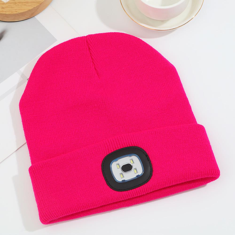 Dobíjecí LED vlněná pletená čepice pro venkovní sporty a cyklistiku