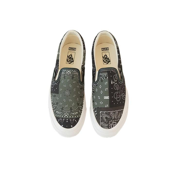Kith X Vans Vault OG Classic Slip-On LX Bandana - Scarab Unisex Sneakers Green VN0A45JK6CF