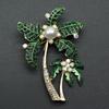 Fashion Green Rhinestone Coconut Tree Brooches For Women Clothing Coat Banquet Party Accessories Gifts