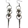 Punk Gothic Silver Color Stainless Steel Skull Pointed Conical Tip Tassel Pendant Dangle Earrings for Women Halloween Jewelry
