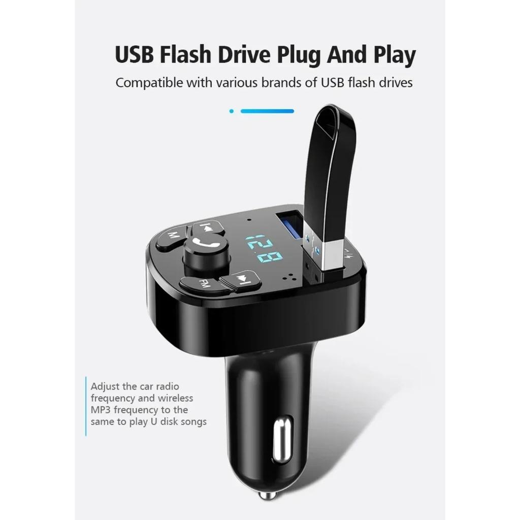 Dual Usb Fast Charger Car MP3 Player FM Bluetooth Receiver Bluetooth Compatible 5.0 FM Transmitter USB Flash Drive Plug Car Kit