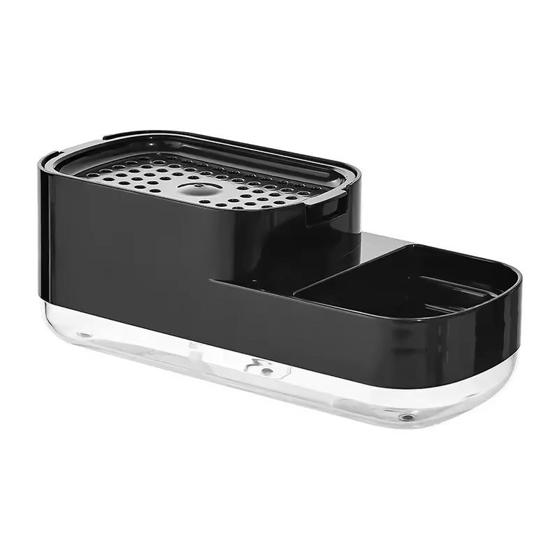 

Kitchen Upgrade Push-Type Manual Soap Dispenser Detergent Dispenser Storage Box Sponge Soap Dish Dishwashing Liquid Dispenser чорний