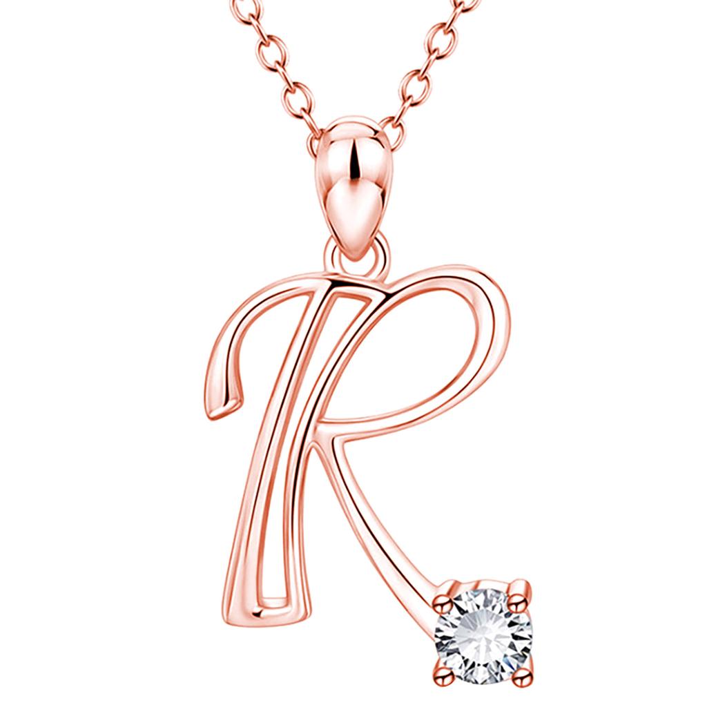 Fashion Alphabet Letter Pendant Necklace with Embedded Crystals Elegant Initial Charm Jewelry for Daily Wear and Special Occasions