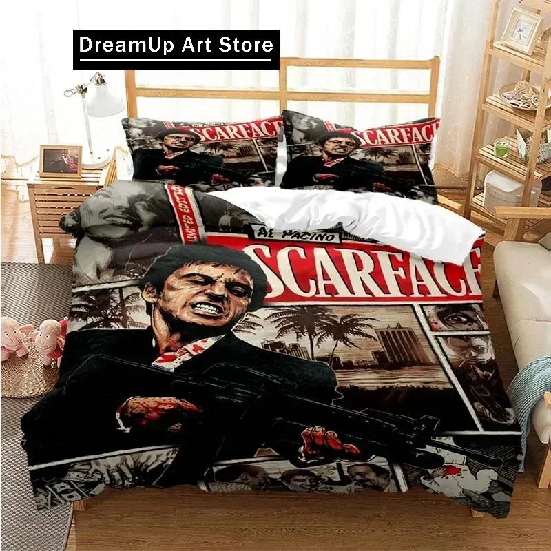 Tony Montana Scarfaces Bedding Set Boys Girls Twin Queen Size Duvet Cover Pillowcase Bed Kids Adult Home Textileextile