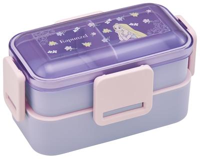 Bento Skateur pour Fabriqué en avec un Plat Doux Lave-Vaisselle et Micro-ondes Disney Raiponce Boîte à Fleurs, 2 Niveaux, 600ml, Femmes, Japon, Couvercle en Forme de Dôme, Sûr, Design,