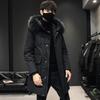 Winter men's white duck down jacket men's medium and long men's trend hooded thickened tooling men's coat