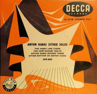 7inch Record ANTON KARAS - Zither Solos DEF6035 Decca 1961 UK Soundtracks & Musicals Used