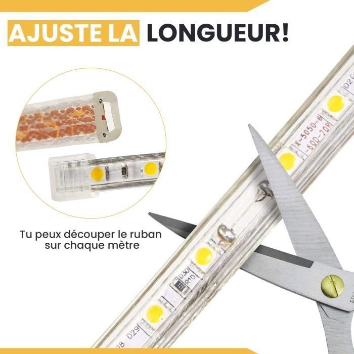 Ruban LED - FonaTech - 10 m - 220V - Silicone étanche IP65 - Blanc froid 6000°K