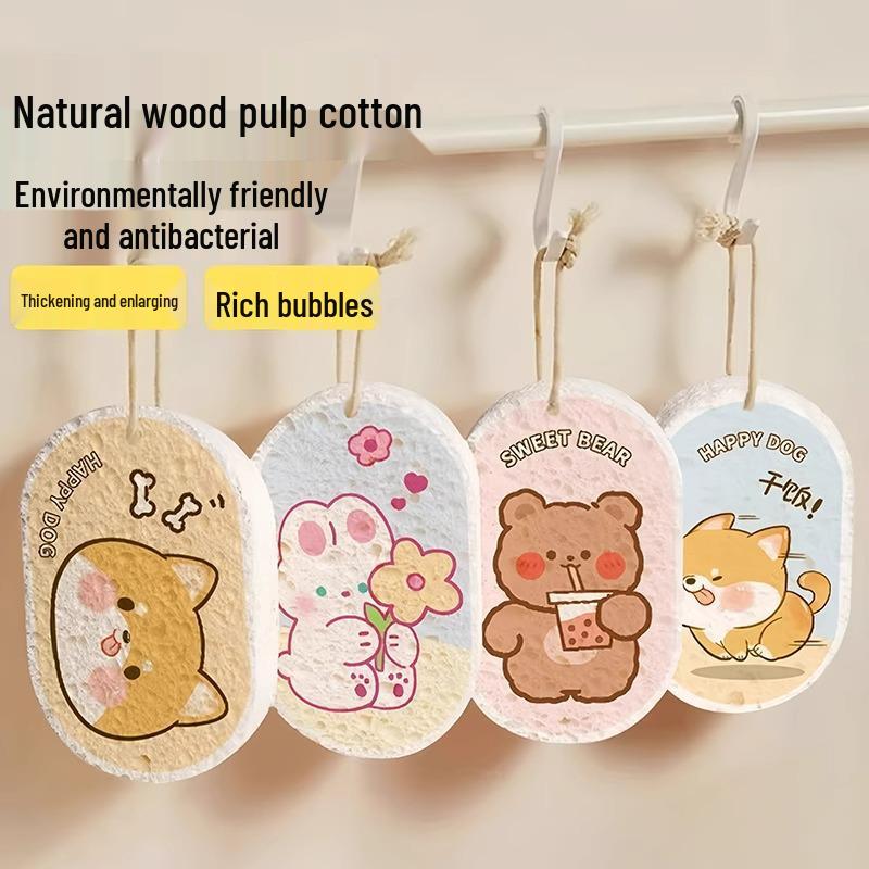 Improved Thickened Wood Pulp Sponge: Natural Absorbent, Compressed Dishwashing Pad for Kitchen.