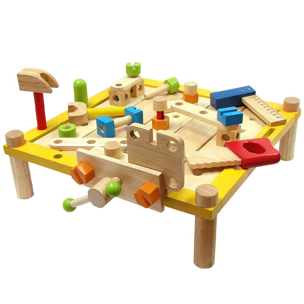 

Edutē I m Toy Carpenter Table, a Wooden Toy for Pretending to Be a Carpenter, Educational Toy, Birthday Gift for 2-Year-Old Boys, Includes Care Guide