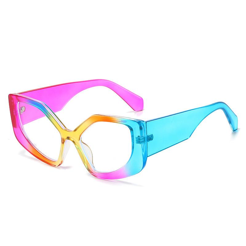 The Same Retro Personalized Rainbow Frame Anti-Blue Glasses Trendy Street Shooting Exaggerated Colorful Flat Glasses