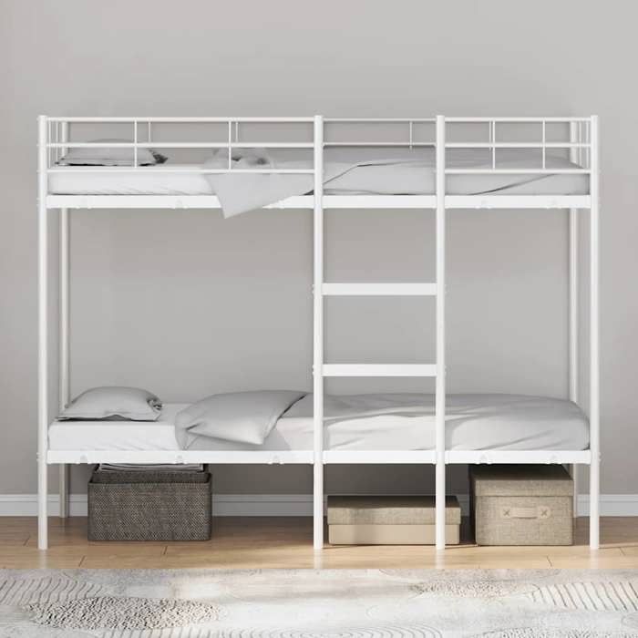 VidaXL Lit superposé sans matelas blanc 80x200 cm acier, cadre de lit, sommier, meuble de chambre, lit mezzanine, cadre de 42000327