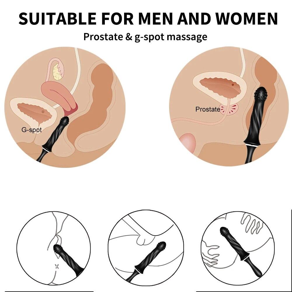 Handheld Dildo Vibrator Powerful G-spot Stimulator Butt Plug Clitoral Massager Vibrating Anal Plug Adult Sex Toys for Couple