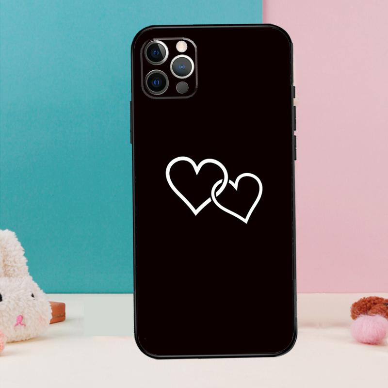 Cute Pretty Little White Heart Case For iPhone 14 13 12 11 15 16 Pro Max X XR XS Max 14 Plus Soft Back Cover