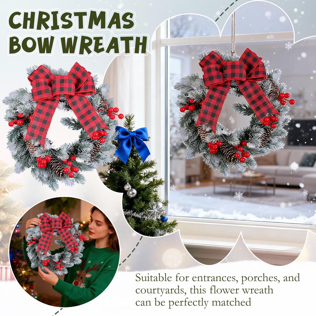 Christmas Door Knocker - Christmas Door Knocker, Realistic Cedar Wreath, Suitable For Home Doors, Walls, Indoor And Outdoor Christmas Decorations.