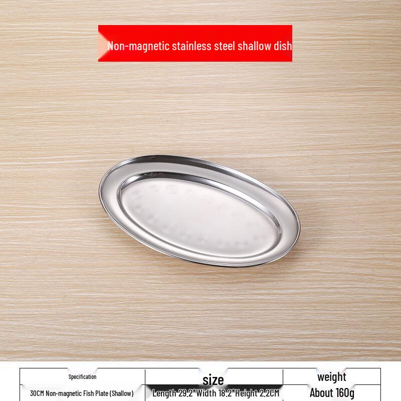 201 Stainless Steel Oval Serving Plates (Set of 10)