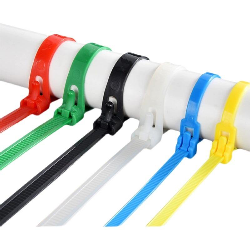 50PCS/100pcs 5*200 Plastic Reusable Cable Zip Tie Nylon May Wrap Straps Ties Slipknot Loose SlipknotRecycle Organizer Detachable