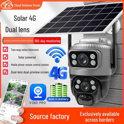 V380 Solar CCTV Camera: Dual Lens, 4G Wireless Monitor for Home, Outdoor, Mobile Phone Remote Viewing.