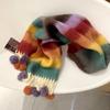 Winter new high-end warm thickened scarf women's winter dopamine striped hairball cold-proof shawl