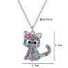 Wish cute colorful cat  pendant simple jewelry female animal cartoon collarbone chain necklace