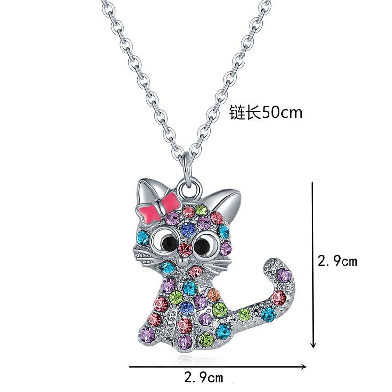 Wish cute colorful cat  pendant simple jewelry female animal cartoon collarbone chain necklace
