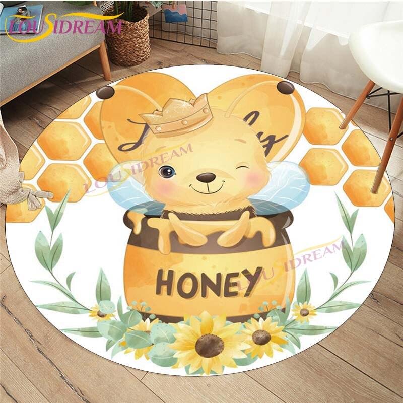 Cute Fox Elephant Printed Round Carpets Fashion Home Cartoon Round Floor Mat Children Rug for Room Baby Play Mat Room Round Rugs