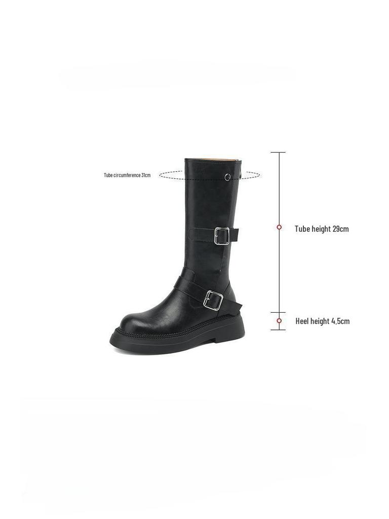 Women's 2024 Autumn/Winter Platform Knee-High Chunky Heel Boots with Thick Soles