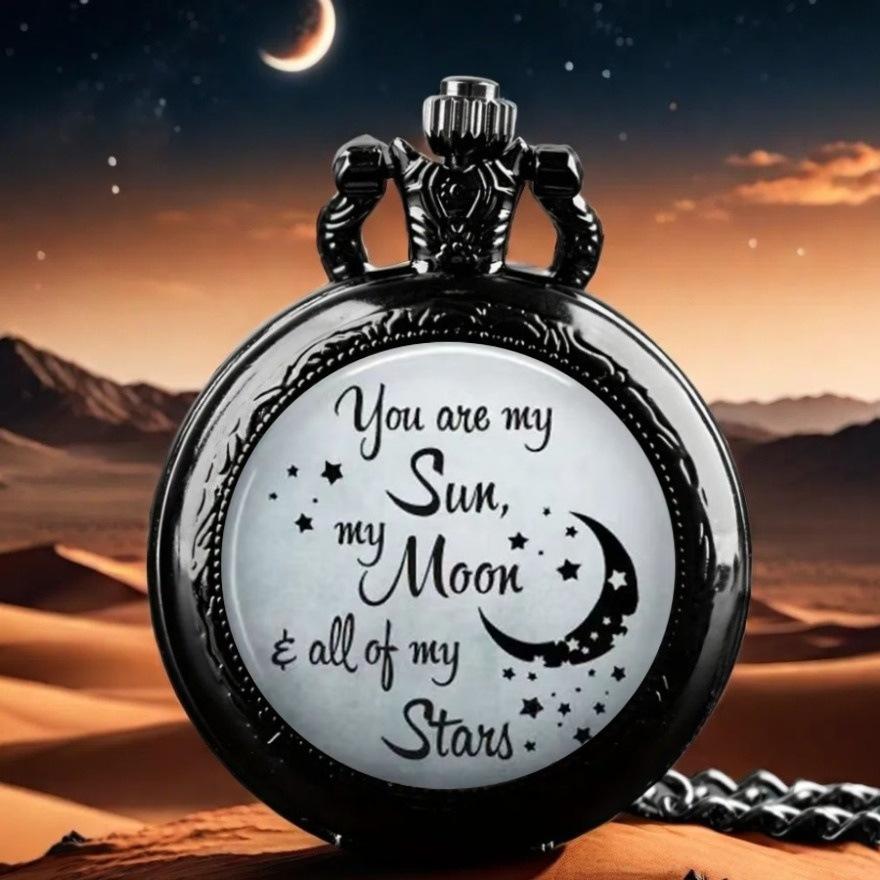 

Color Picture Flip Pocket Watch Medium Pattern Patch Digital Quartz Watch Student Gift Pendant Necklace Watch