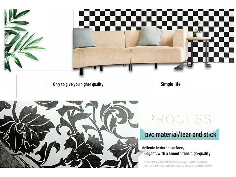 Nordische karierte selbstklebende Tapete für Wohnzimmer oder Studentenwohnheim