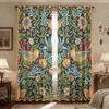 2pcs Retro Beautiful Pattern Printed Perforated Blackout Curtains Multiple Sizes Living Room And Bedroom Insulation Decoration