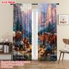 2pcs   plane printing Curtains Digital Printed Cowboy and Horse Polyester Easy Install (without rod) Art Deco Festive Use for
