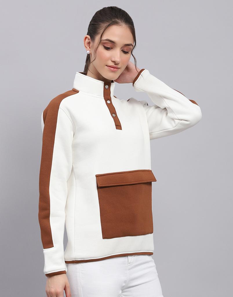 ROCK.IT Rockit von House of Monte Carlo Damen Einfarbig Weißes Mock-Neck Langarm-Sweatshirt