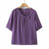 Summer Casual Short-sleeved T-shirt Suit for Women, Loose Large Size Thin V-neck Top Shirt Two-piece Set