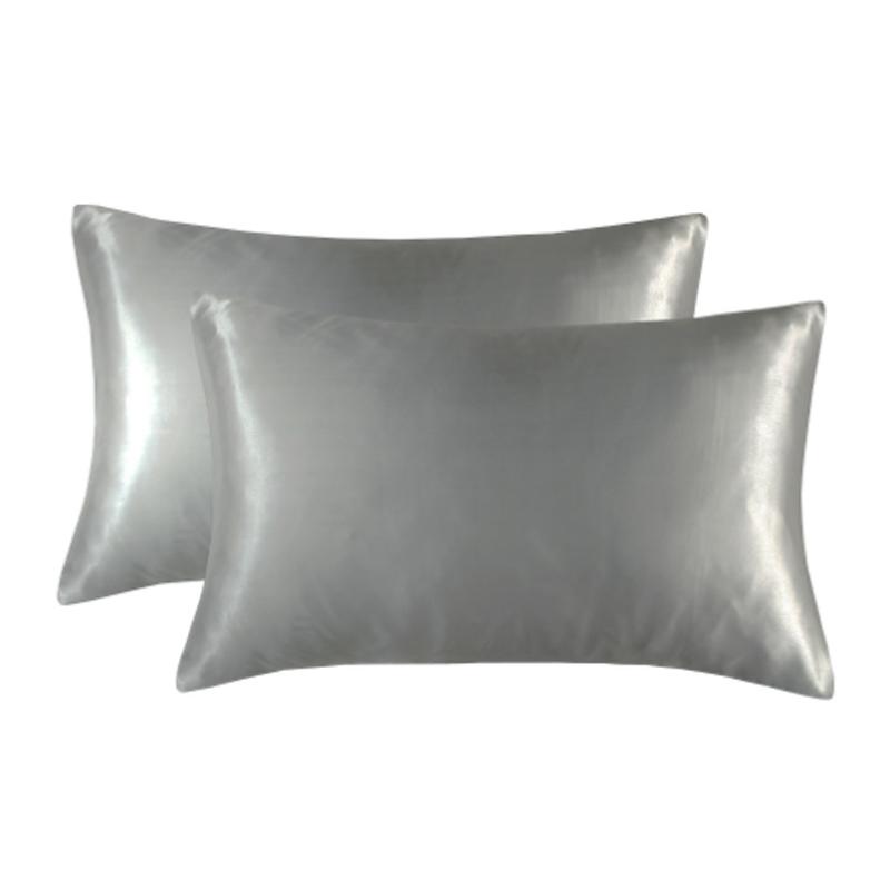 Ice Silk Pillowcase 2 Pack for Hair and Skin with Envelope Soft Breathable Smooth Solid Color Pillow Cover Bedding