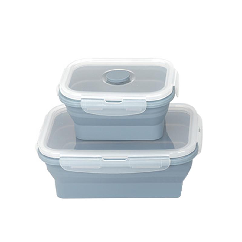 1200ML Silicone Foldable Lunch Box Collapsible Food Storage Container Bento BPA Free Microwavable Portable Picnic Rectangle Box